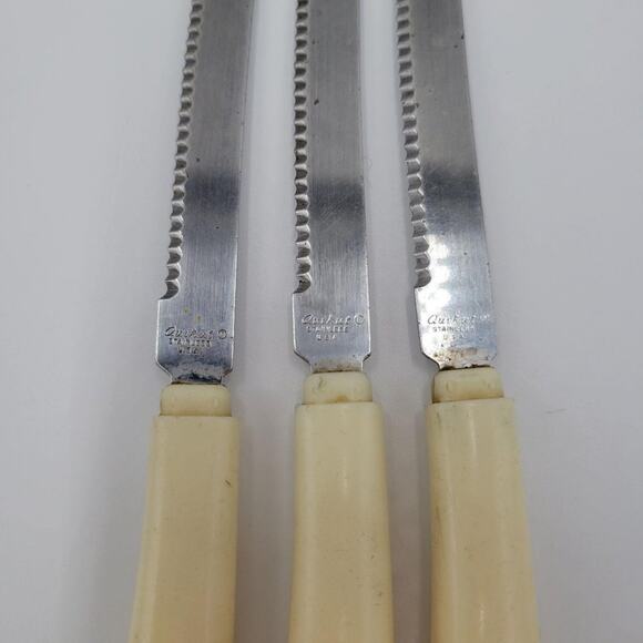 Quikut Kitchen Utensil Steak Knives One Size Cream Serrated Stainless Steel - Picture 3 of 3
